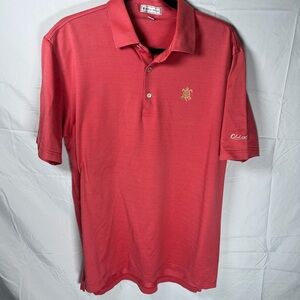 Men’s Coral Peter Millar Sz L‎ Shirt Sleeve Golf Polo
See Logos on shirt